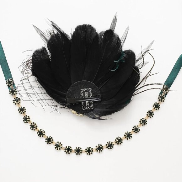 Women Flapper Headpiece Rhinestone Feather 1920s Gatsby Headband Accessories main image 5